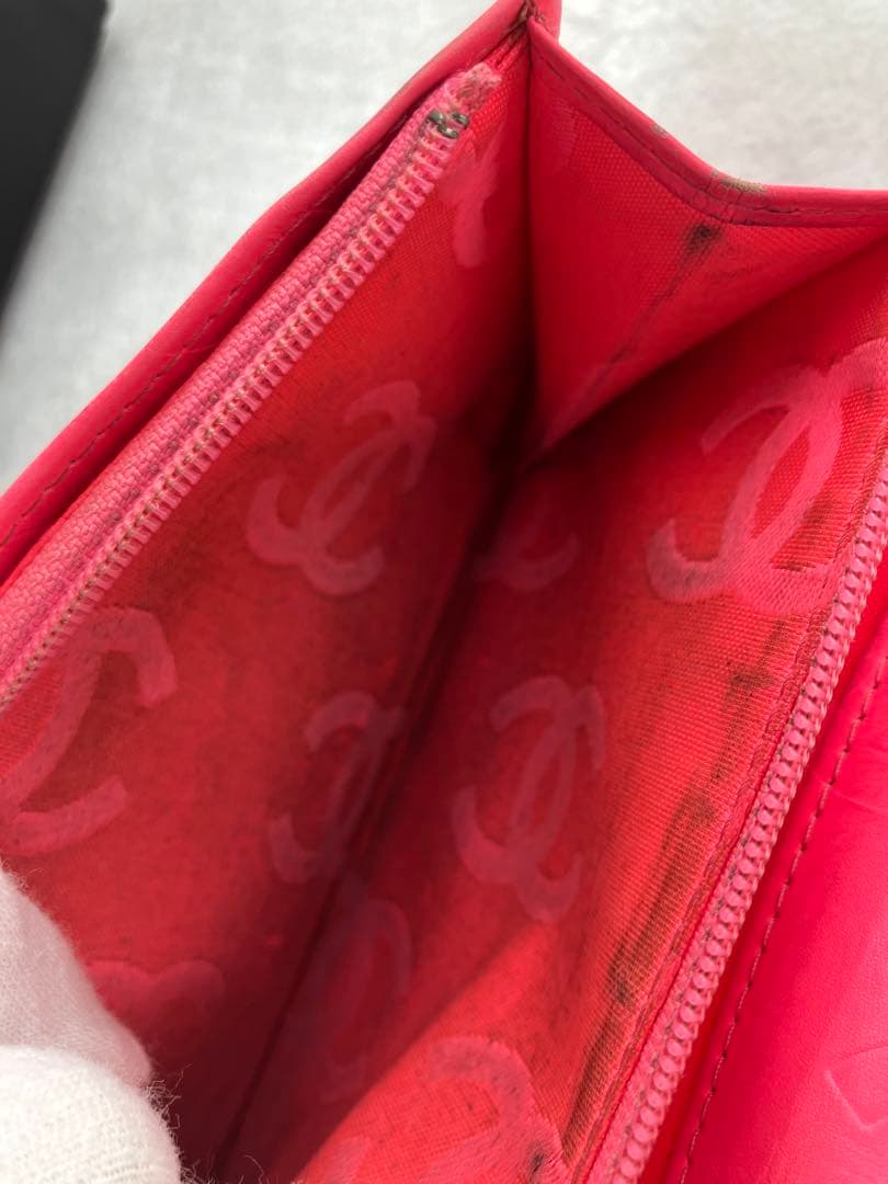 シャネル 長財布 カンボンライン ブラック ピンク