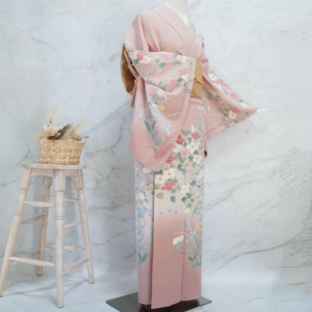 訪問着3点セットa492 訪問着　帯締め帯揚げ3点結婚式　落款