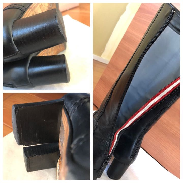 バリー　ロングブーツ 黒革　36