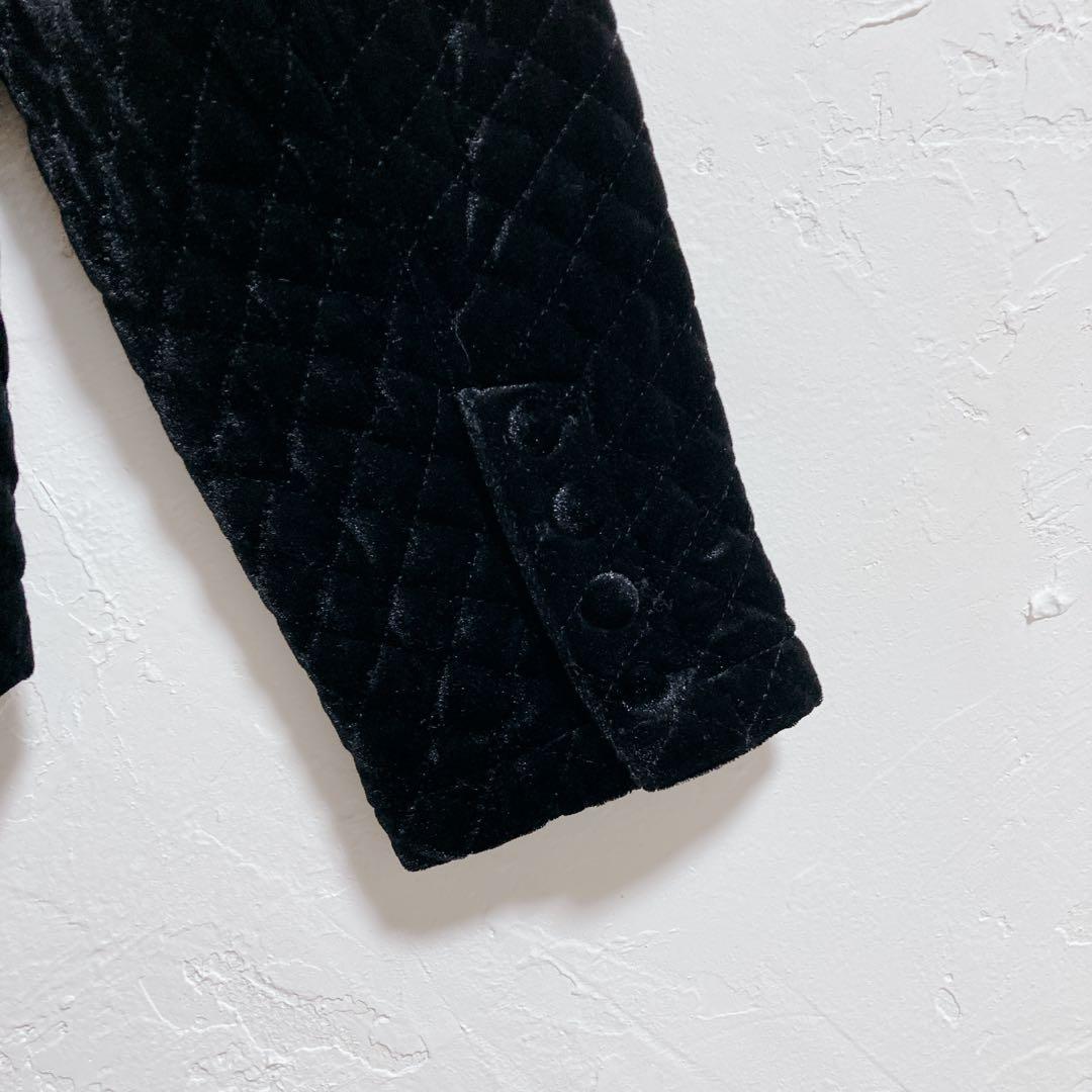 INGEBORG リボン ブラックベルベット　ノーカラー ベロア