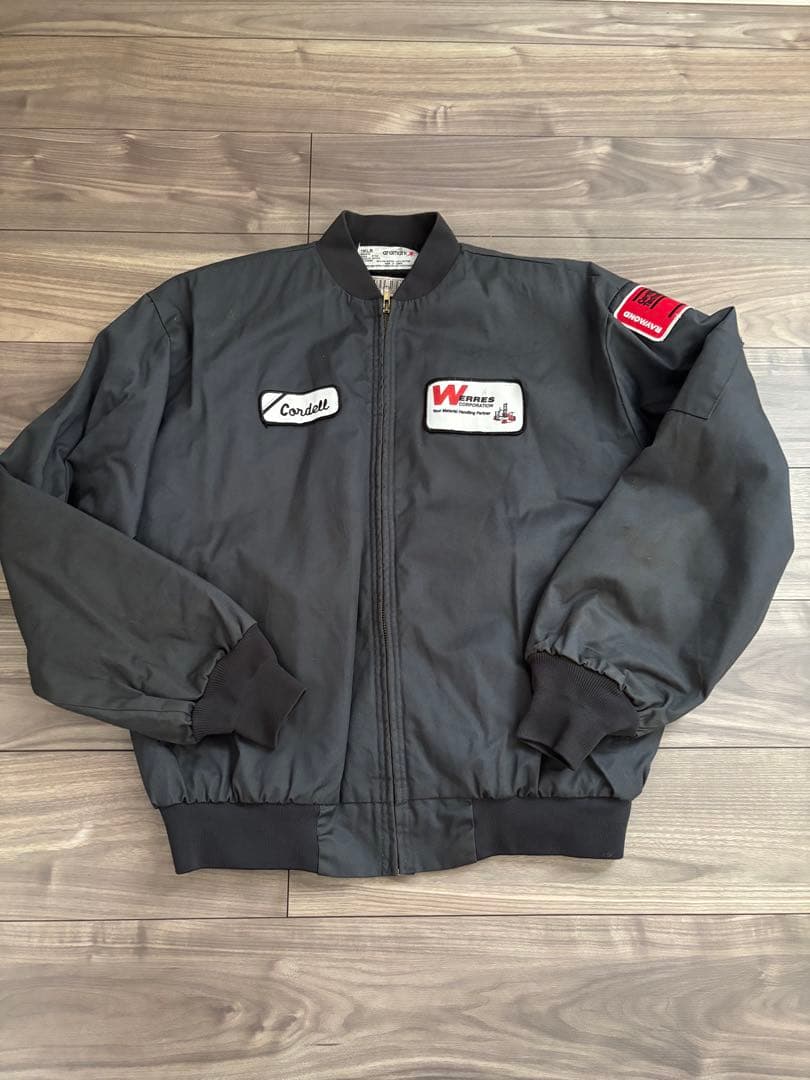 クラウン刺繍 ワークジャケットブラックLサイズピエロビンテージ