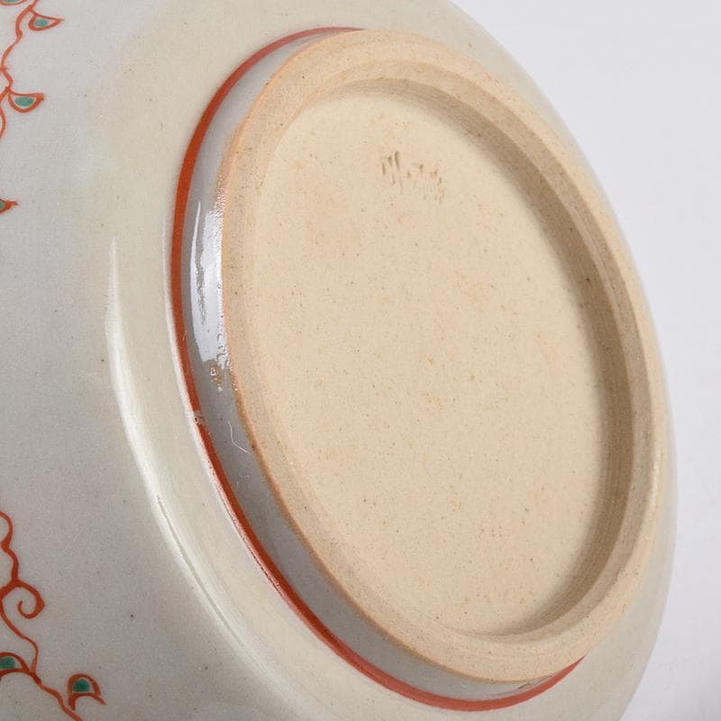 萬古焼　陶華園造　色絵　窓絵　山水人物花文　小皿　十客　共箱　M　R8897