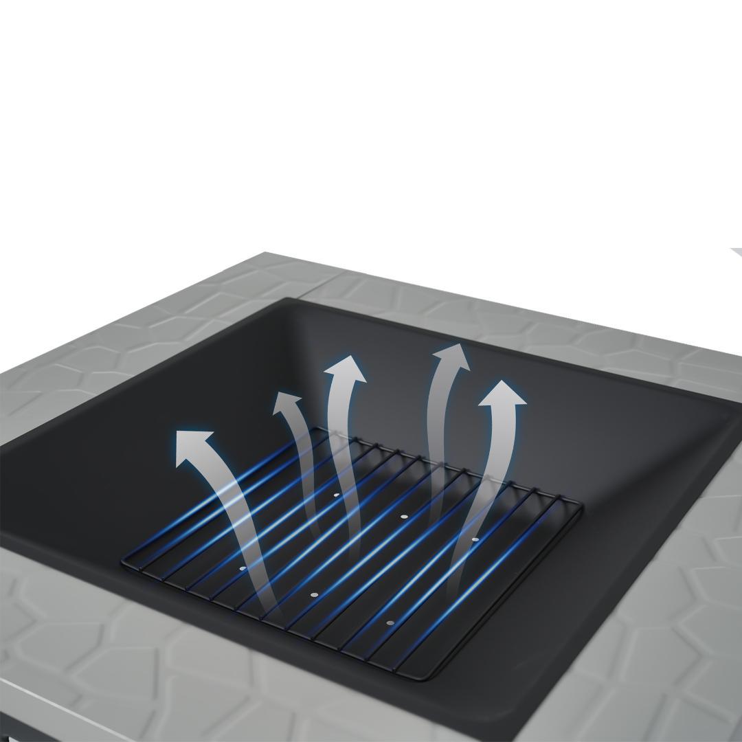 数量限定！ファイヤーピット 焚き火台 バーベキューコンロ【大理石調+ブラック】