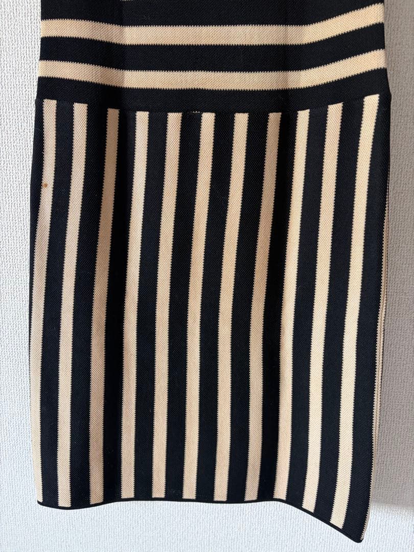 【正規品】CHANEL シャネル ココボタン ボーダー ニット ワンピース 38