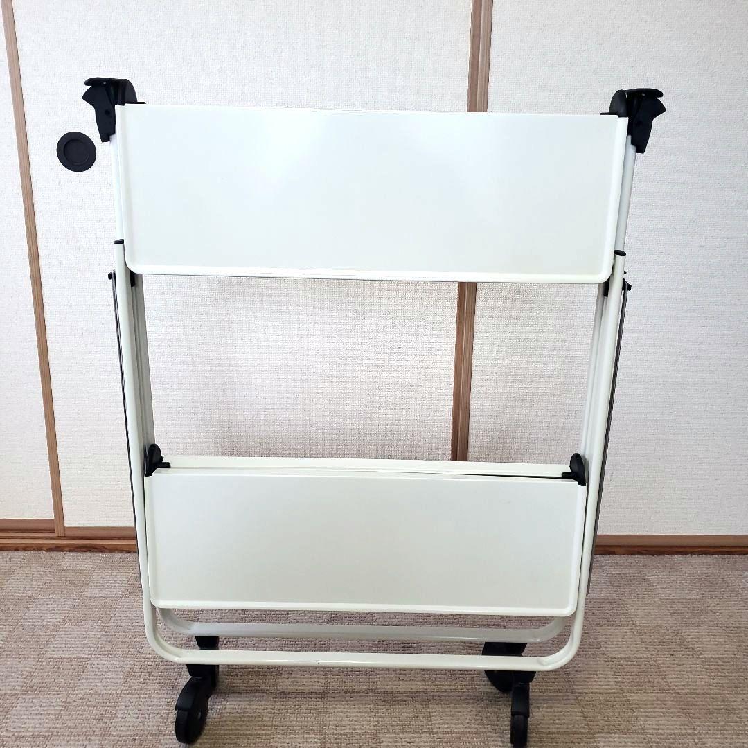 ライフハイト 折りたたみ式 サイドカート キッチンワゴン ホワイト キャスター付