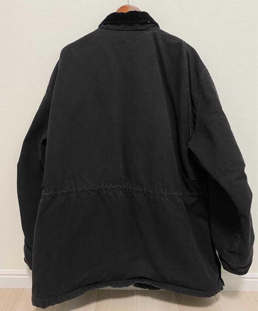 カーハート　ブラック　ジャケット　ダック生地　Carhartt　 襟コーデュロイ