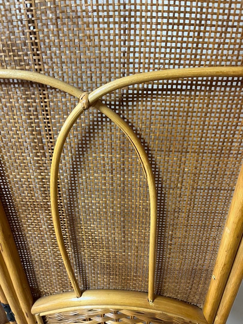 ラタン 4連 パーテーション 衝立 間仕切り ヴィンテージ 昭和レトロ