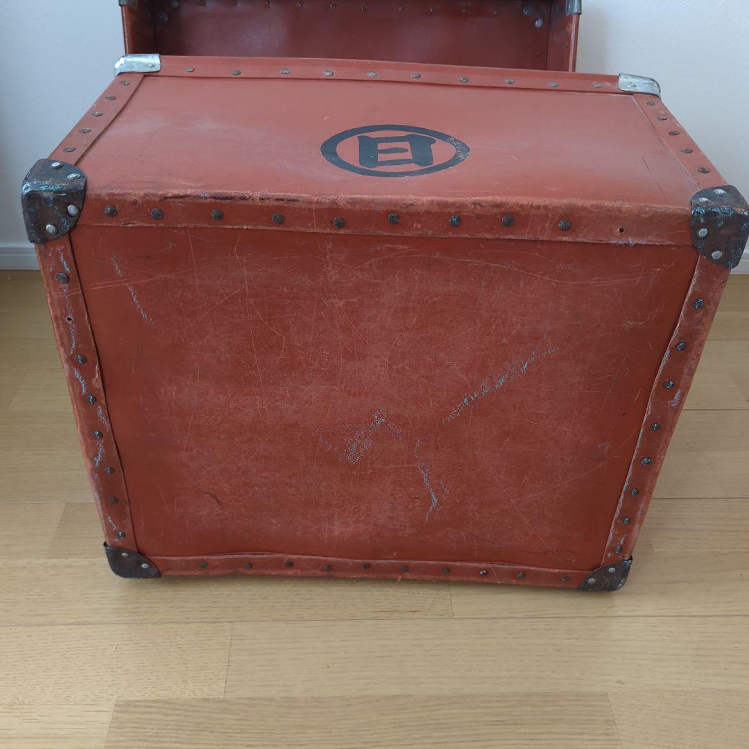 ボテ箱希少蓋付き朱ケース古道具 アンティーク レトロ 年代レア 古美術コンテナ