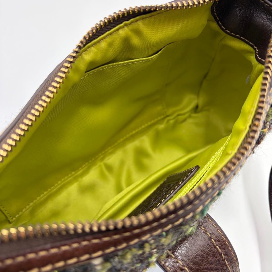 美品 COACH コーチ 8F15 ワンショルダー ツイード グリーン ソーホー