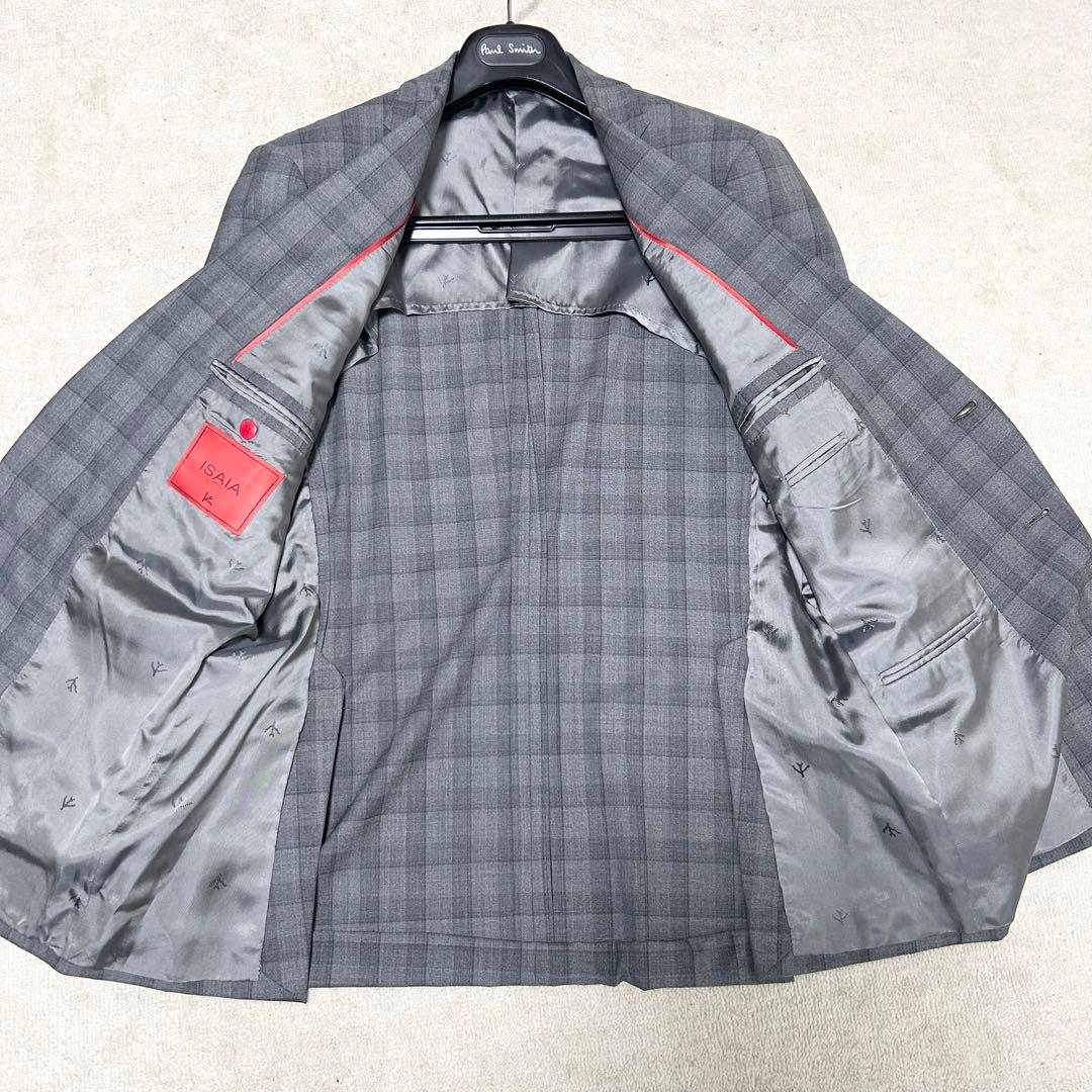 最高級美品　イザイア　ISAIA スーツセットアップ　グレー　グレンチェック