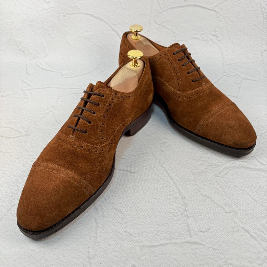 【美品】ヤンコ クウォーターブローグ 内羽根 スエード 茶 5 スペイン