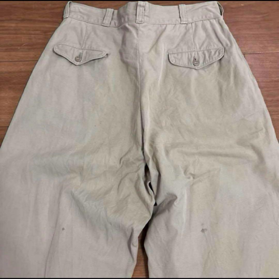 60s アルミジッパー　米軍　実物　軍チノ　COTTON サイズ32×31