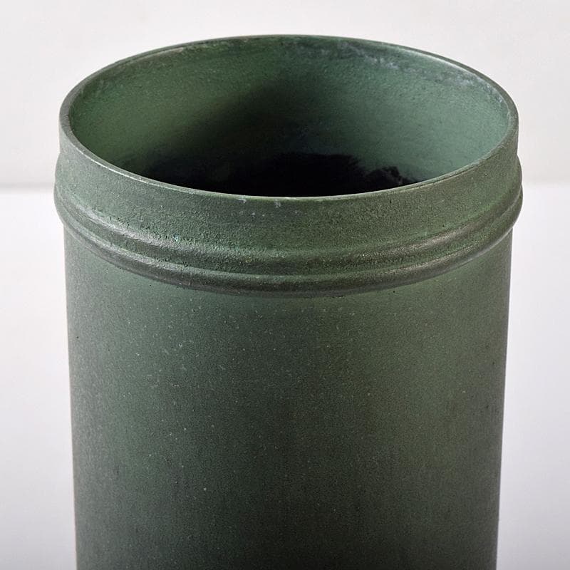 高岡銅器　鋳物師　大野芳光作　唐銅　経筒花入　共箱　M　R8710