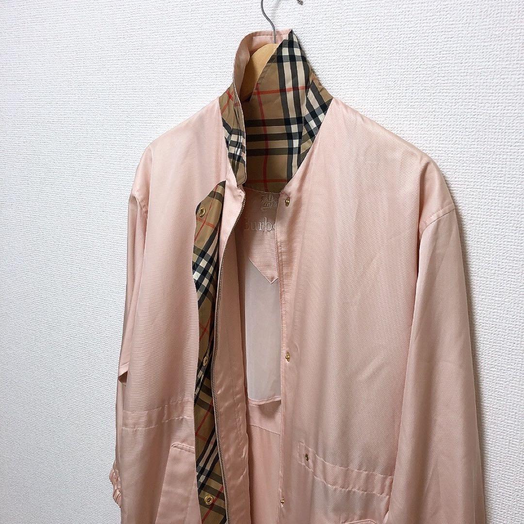 バーバリー　ブルゾンコート　金ボタン　ピンク　ノバチェック