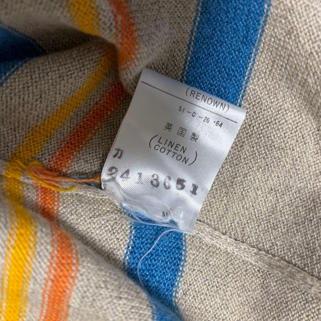 ヴィンテージ　ユーロ　ポロニット　スコットランド製　リネンコットン　90s