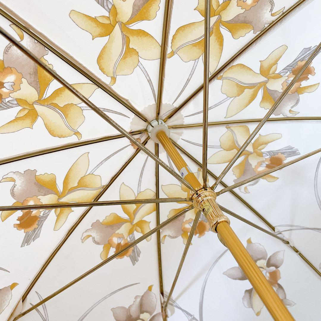 LEONARD レオナール 日傘　長傘　花柄　フラワー　トリム　ゴールド金具