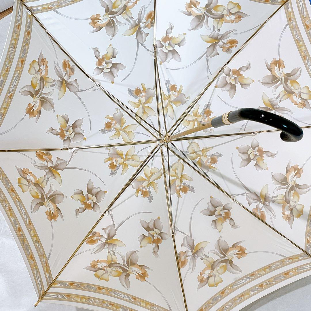 LEONARD レオナール 日傘　長傘　花柄　フラワー　トリム　ゴールド金具