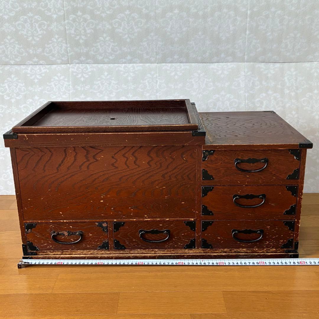 木製 長火鉢 引き出し収納付き 囲炉裏 昭和レトロ 古道具 アンティーク