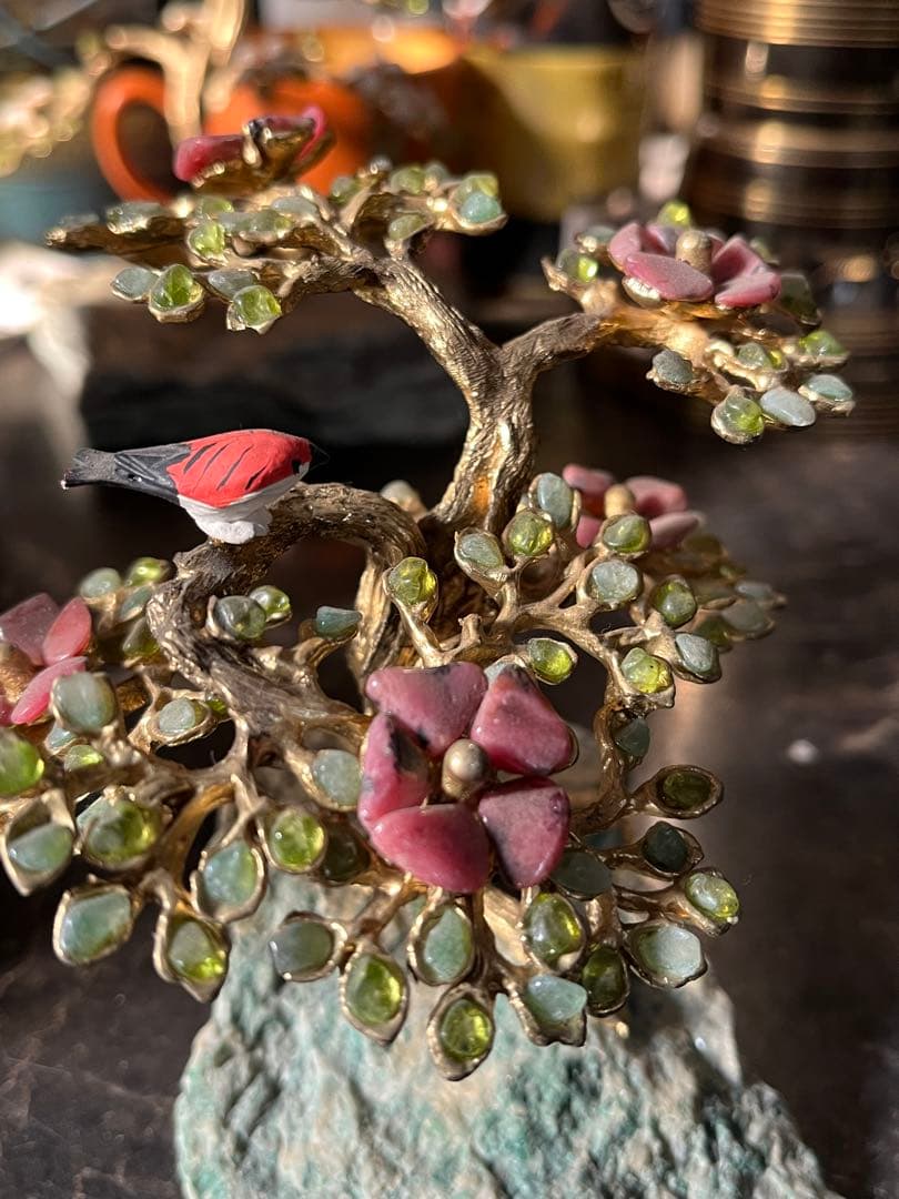 メル82601 盆栽宝石、石付き金盆栽宝石、真鍮盆栽、風水盆栽、宝石盆栽、