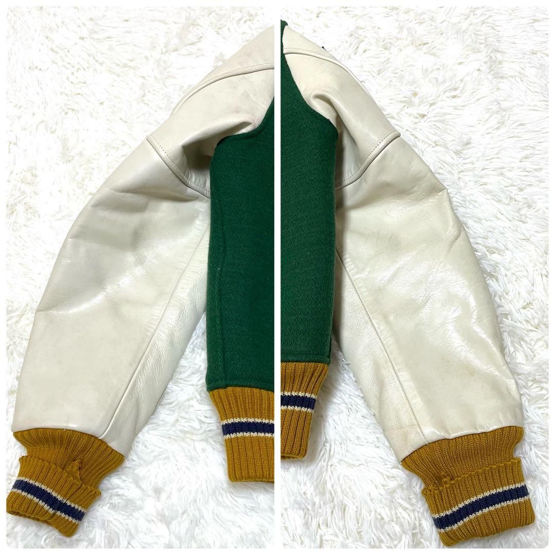 Whitesville スタジャン 38 M相当 袖レザー ボクシングモチーフ