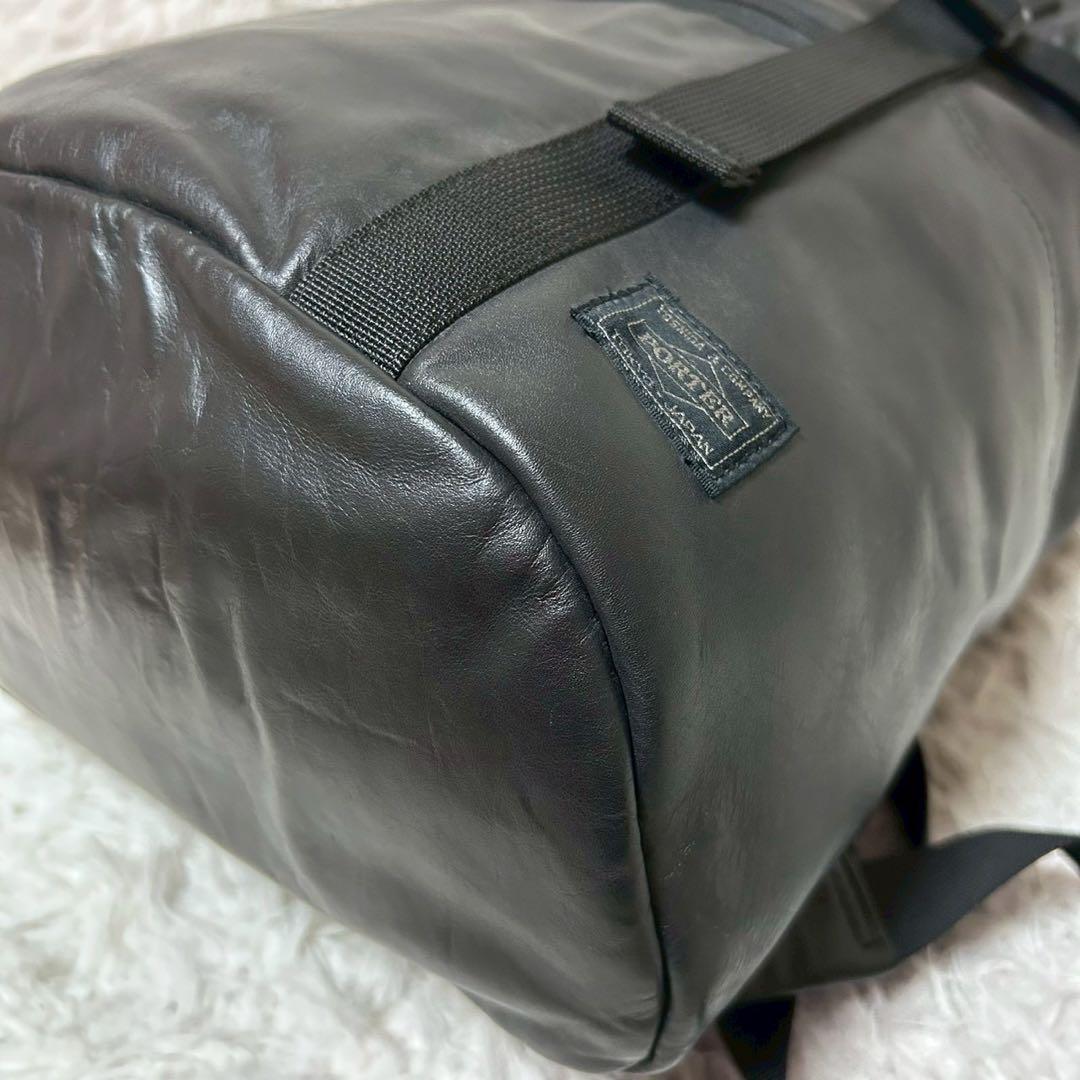 未使用級✨PORTER ポーター アルーフ リュック レザー ロゴ ブラック