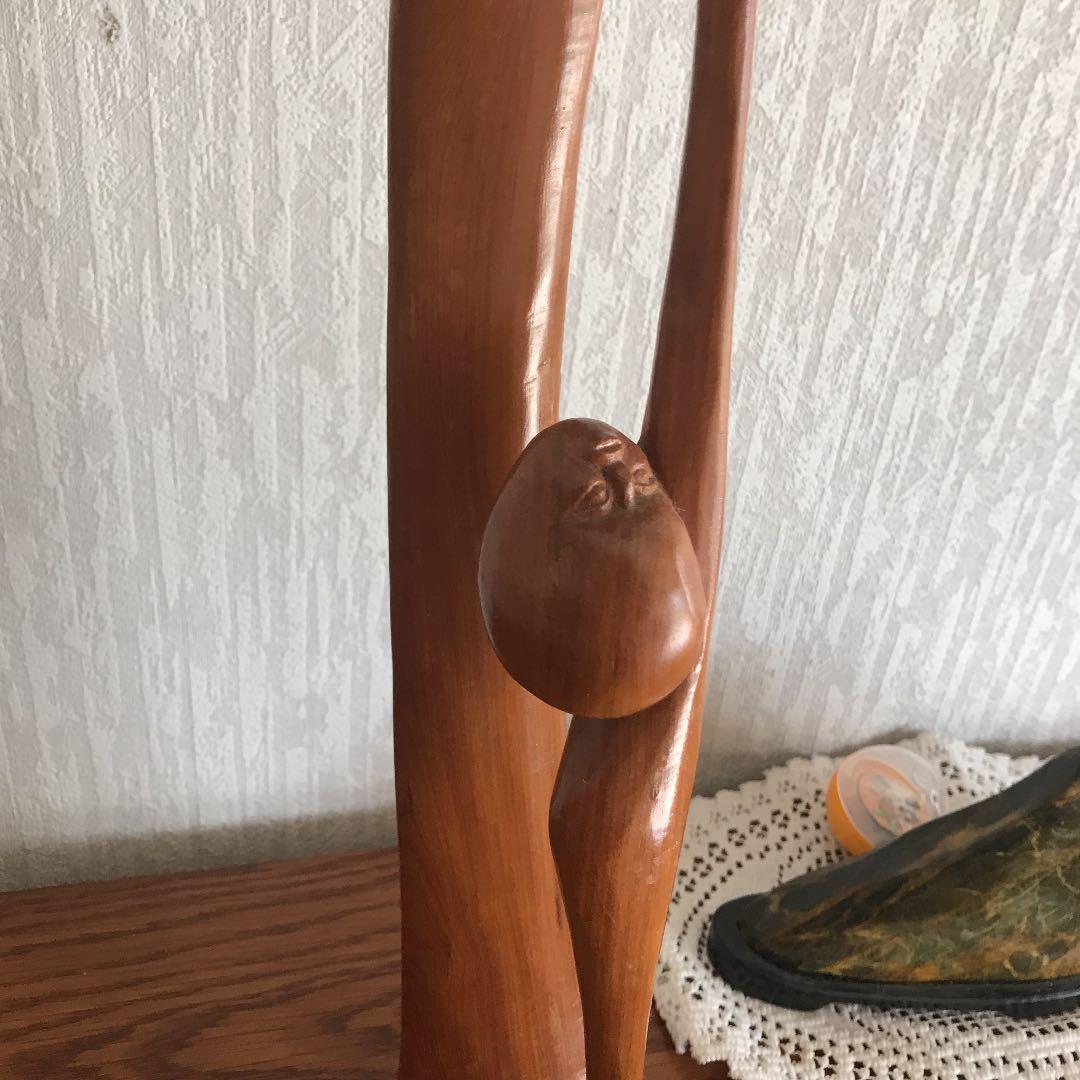 アフリカ　木彫　母子像