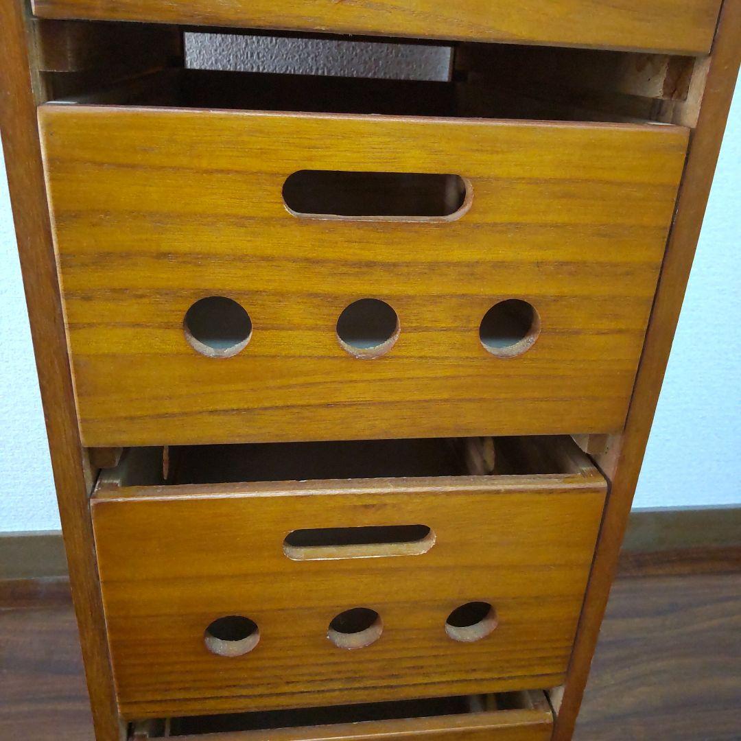 山善　木製キッチンワゴン 4段引き出し　キャスター付　ストッカー YAMAZEN