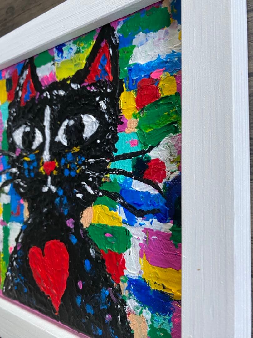 ギズモ☆　抽象画　「秋の日」「つばきの頃の赤富士」「わかる猫」額付き