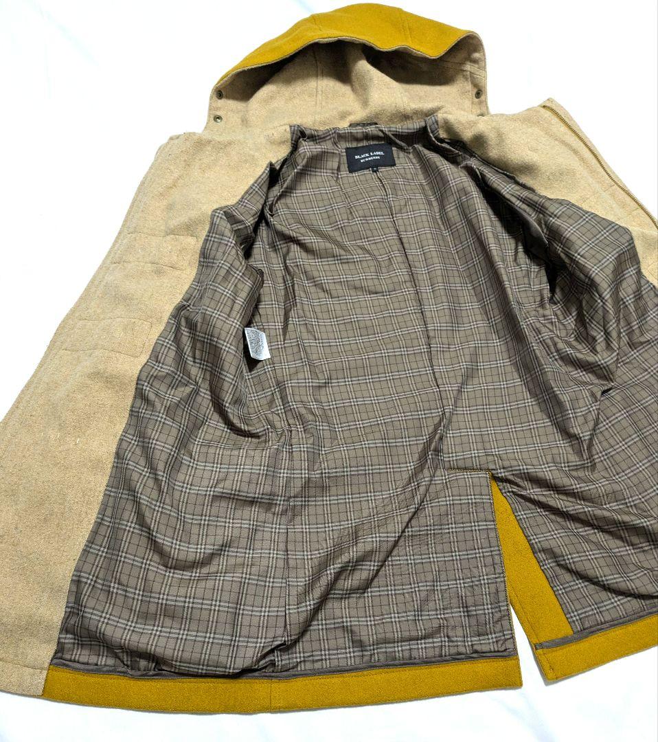 バーバリーブラックレーベル ダッフルコート ノバチェック マスタード M