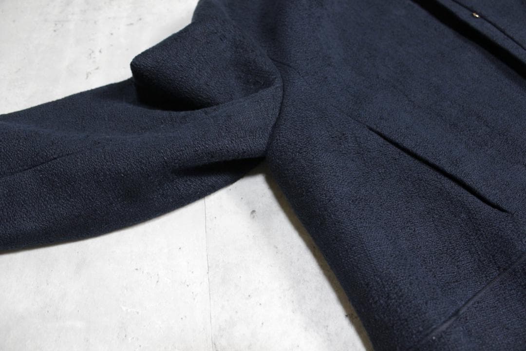 Drawer ドゥロワー シルク裏地 ノーカラージャケット 36 ネイビー