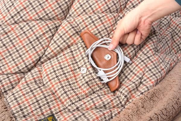 おしゃれ さらさら ポケット付き 正方形 こたつ布団 チェック柄 ベージュ