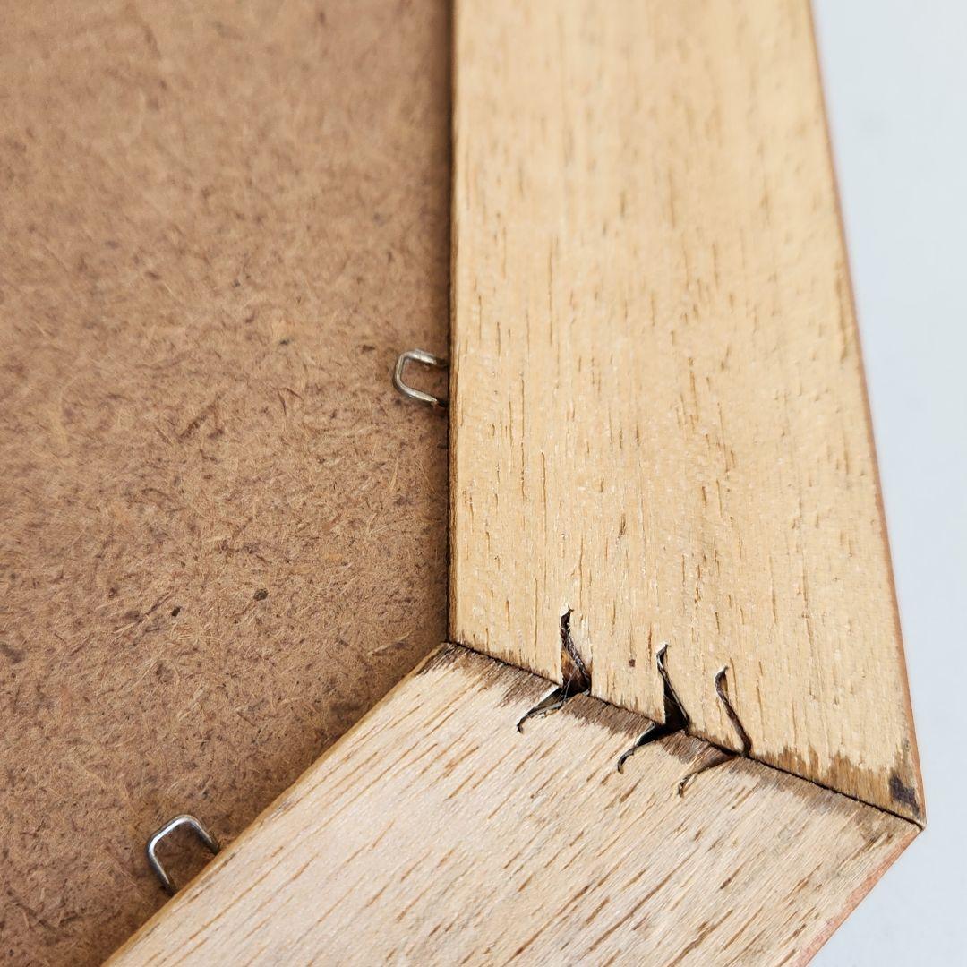 イタリア製　ヴィンテージ　ウォールナット　8角形　ウォールミラー 壁掛け鏡