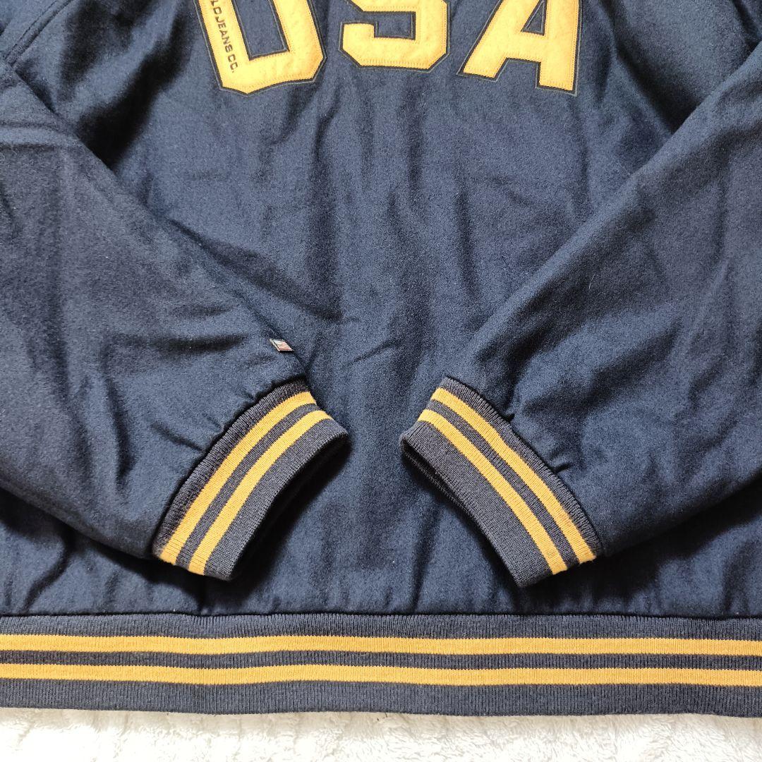 90s ラルフローレン POLO JEANS ウールスタジャン 紺 XXL