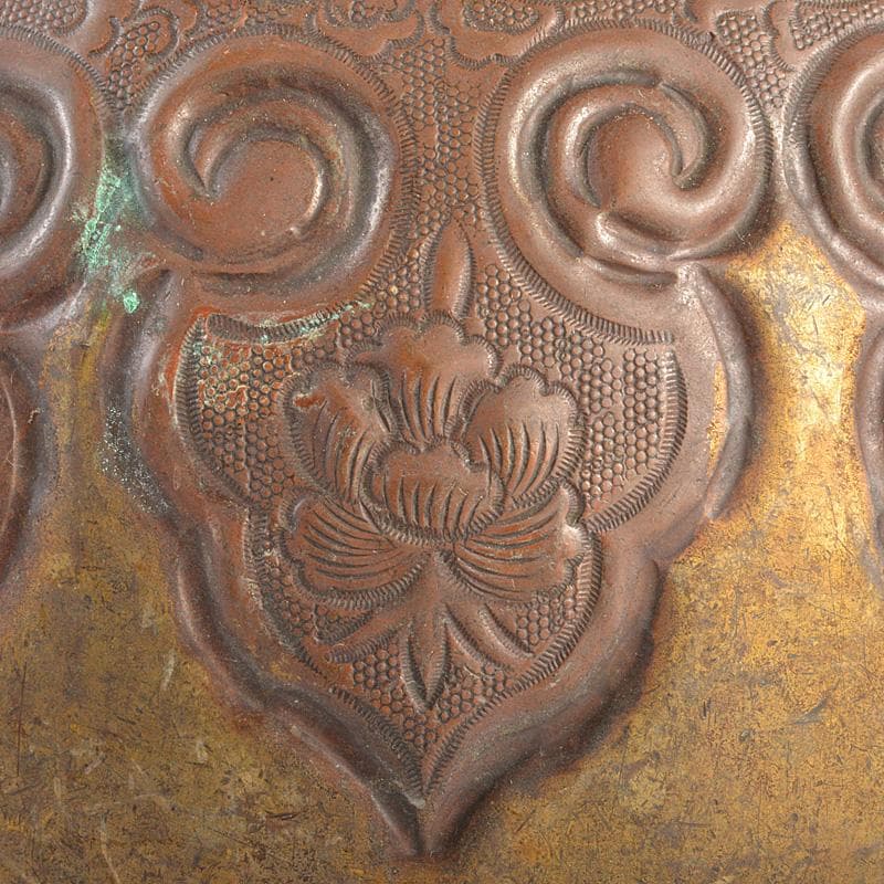 煎茶道具　銅製鎚起　花文　湯沸し　水次　薬缶　M　R6809