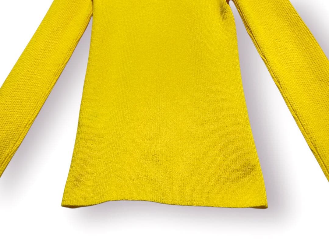 美品 エンフォルド ENFÖLD ハイネック プルオーバー リブニット イエロー