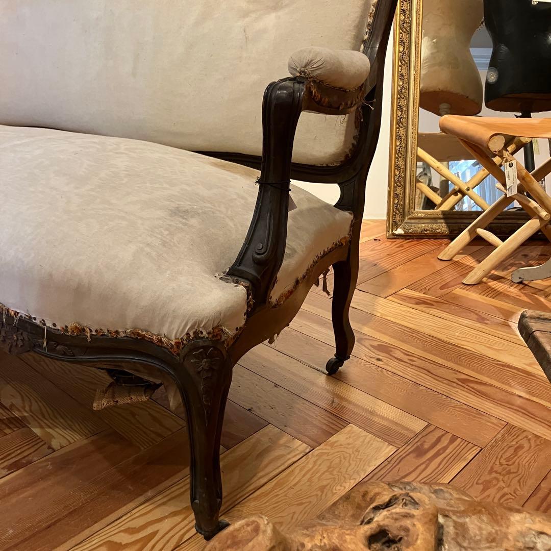 アンティークソファ　フランス　猫脚キャスター