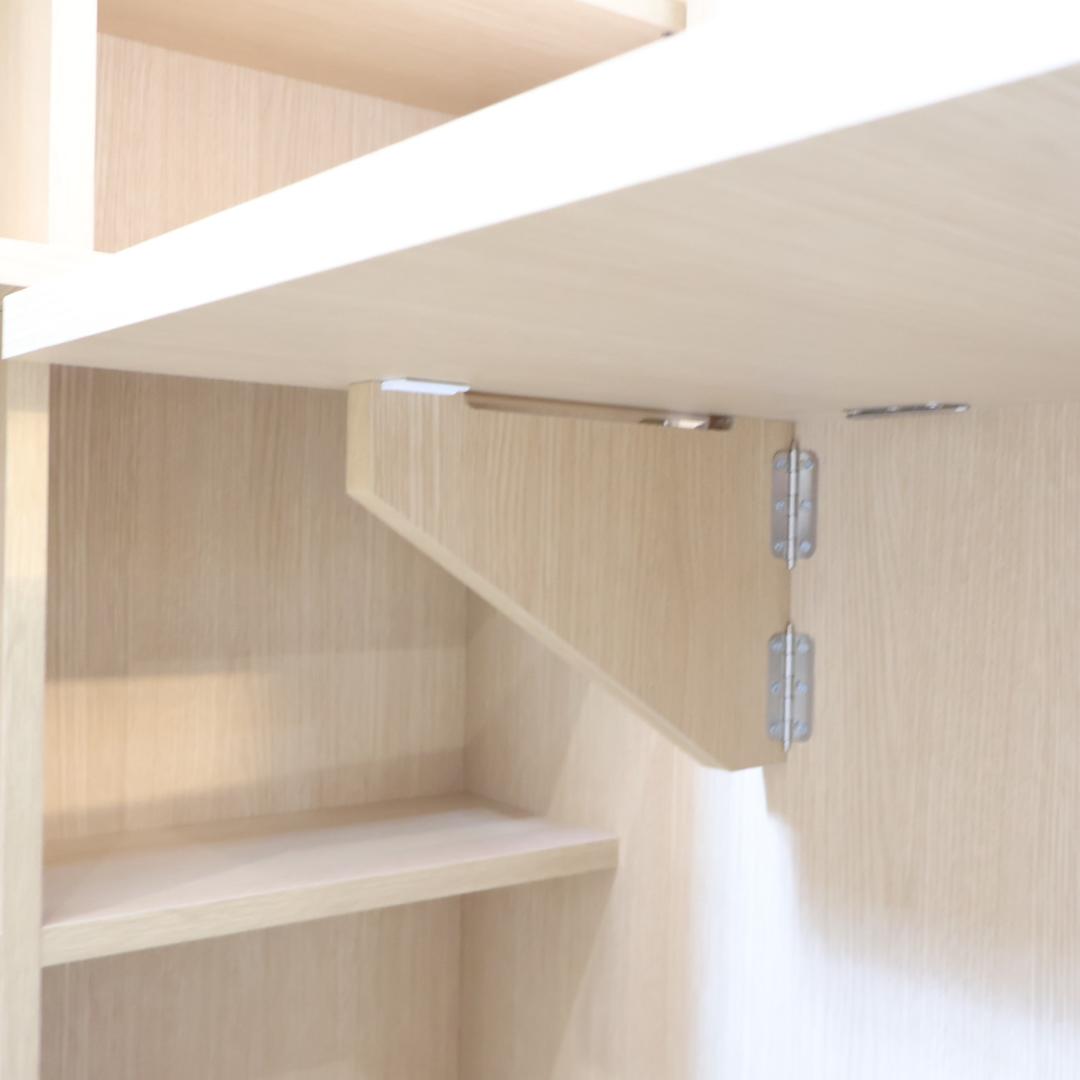 北欧スタイル 移動式デスク＆シェルフキャビネット キャスター 折り畳み式