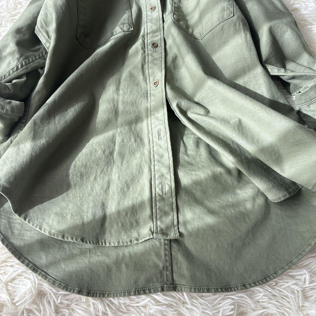 ぬき様 フレームワーク カーキ 長袖シャツ ミリタリーシャツ ゆったり