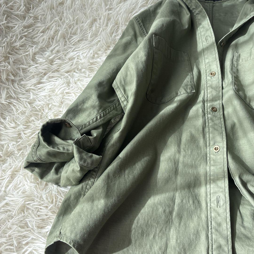ぬき様 フレームワーク カーキ 長袖シャツ ミリタリーシャツ ゆったり