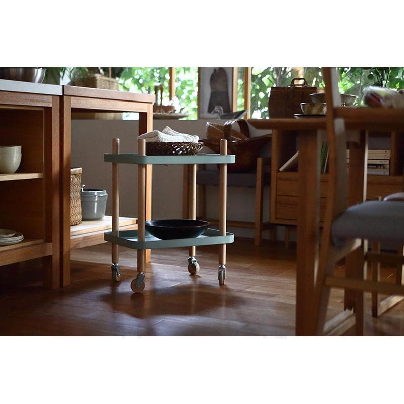 コンパクト スリム 2段 隙間 格安 キャスター付 北欧 サイドワゴン 緑