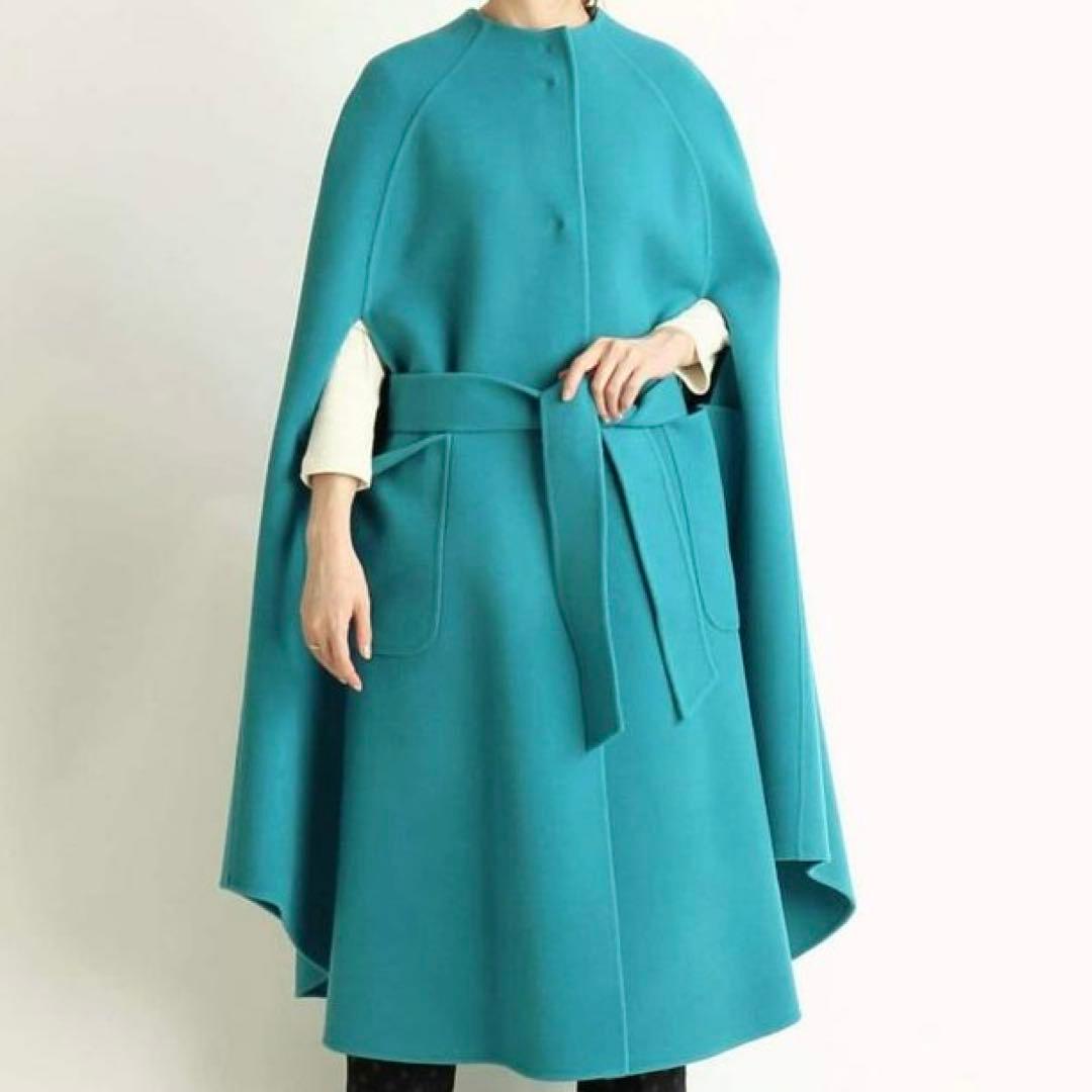 IENA LA BOUCLE ダブルフェイス ボートネック ケープコート