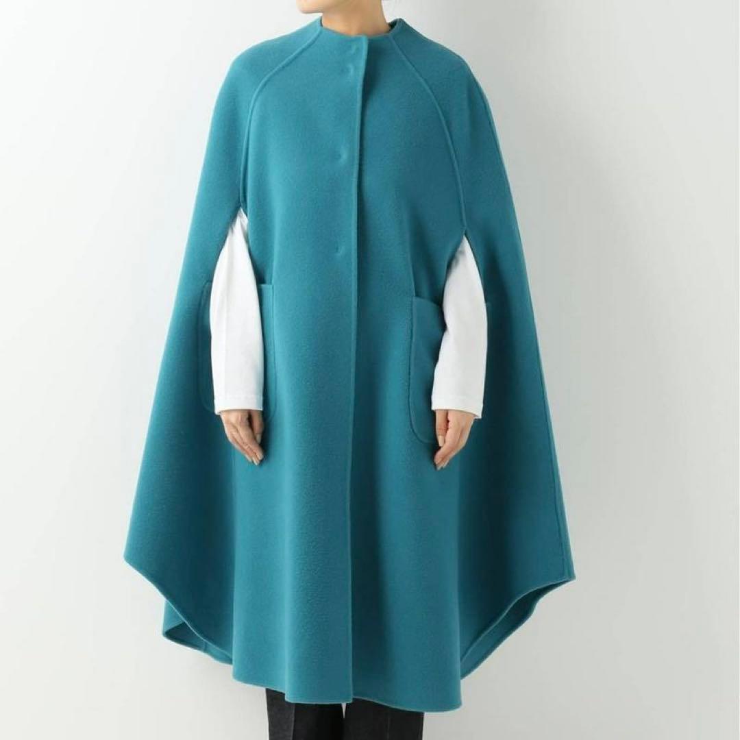 IENA LA BOUCLE ダブルフェイス ボートネック ケープコート