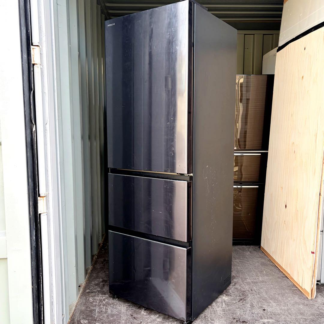 87運搬取付無料！ブリリアントブラック純正日立 シンプルスリム冷蔵庫！完動品美品