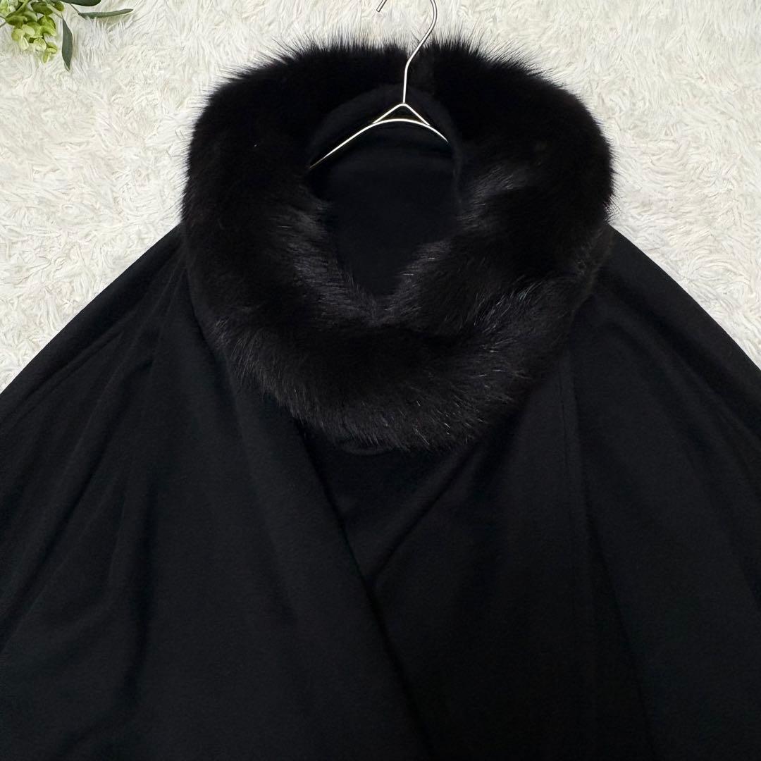 極美品 高級★カシミヤ100%コート フォックスファー リアルファー