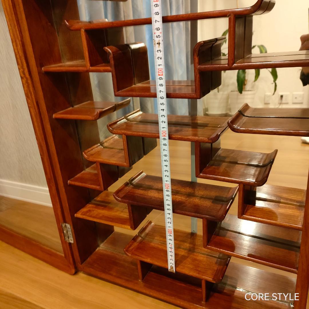 唐木家具　コレクションケース　鏡　壁掛け　アンティーク　A4