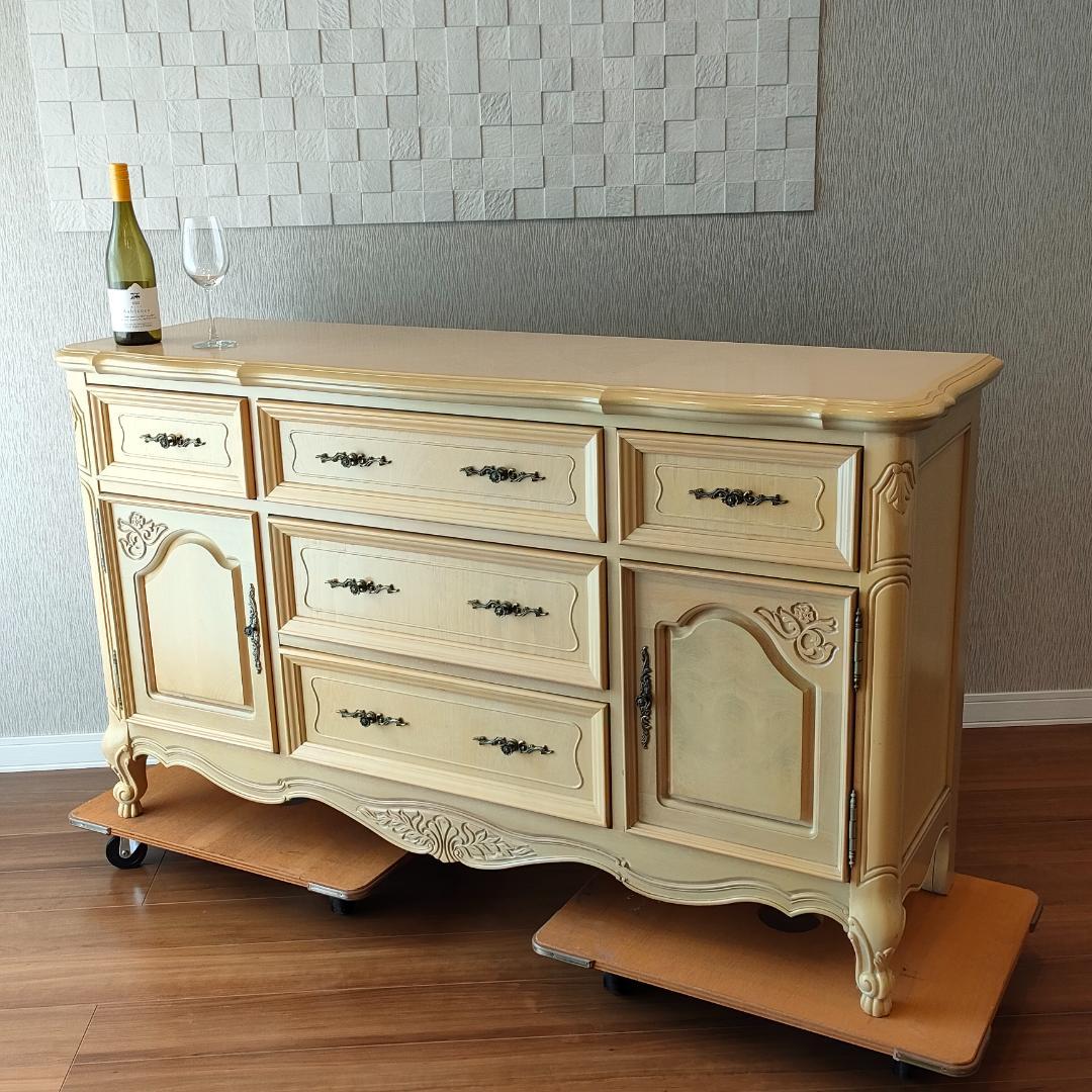 フレンチ　アンティーク　チェスト　引出し5杯　開き扉