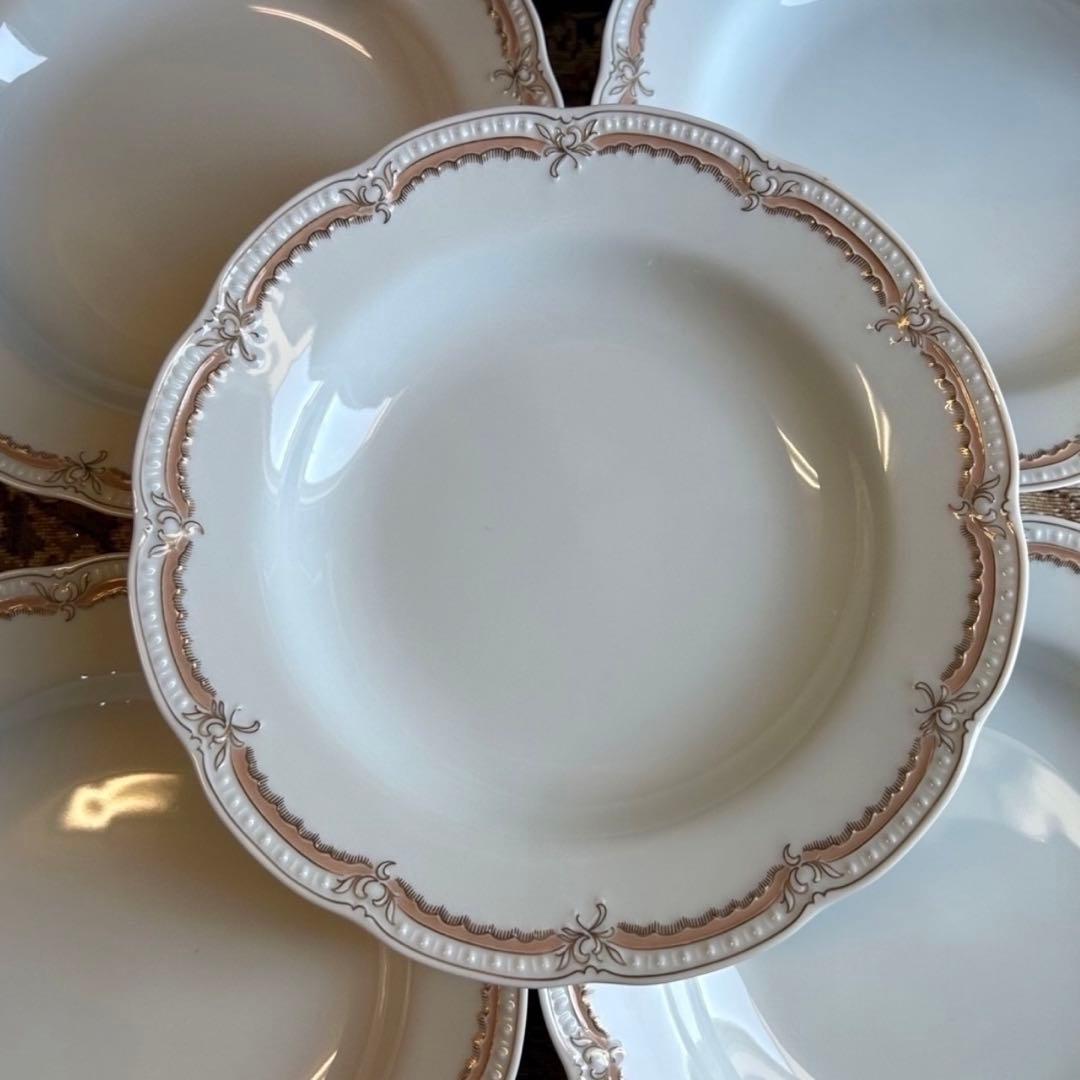 ドイツ製 Hutschenreuther ペールピーチ 金彩 美しいレリーフ5枚