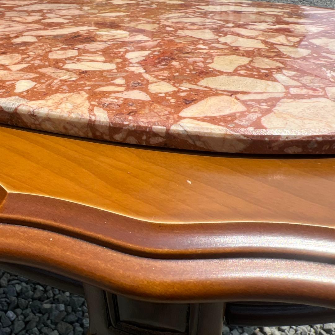 イタリア家具 大理石 センターテーブル ローテーブル ロココ調 猫脚 楕円