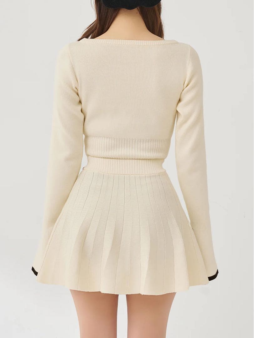 新品タグ付 ウエストオープンリボンデザインニットミニワンピース ダーリッチ F