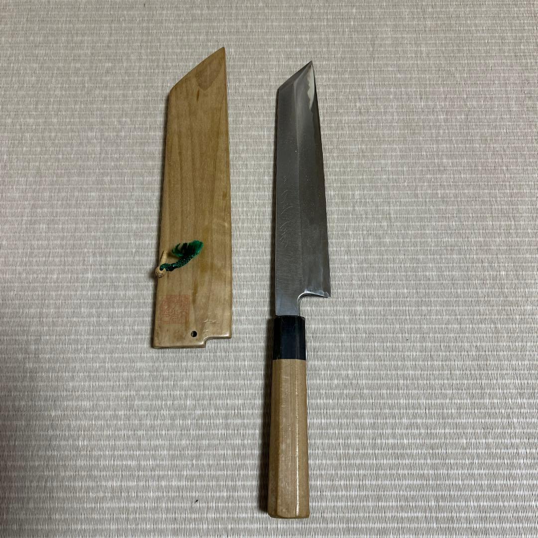 切り付け　薄刃　包丁　和包丁　堺一文字光秀　黒水牛柄　鞘付き